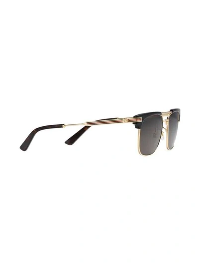Shop Gucci Square-frame Metal Sunglasses In Metallic