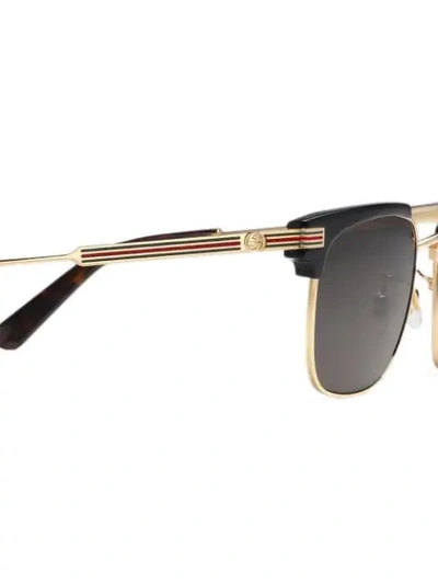 Shop Gucci Square-frame Metal Sunglasses In Metallic