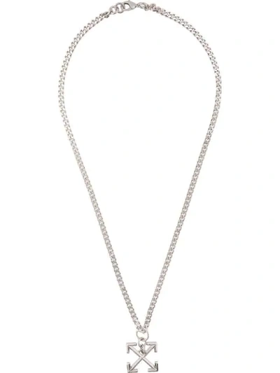 Shop Off-white Arrows Pendant Necklace In Silver