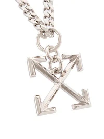 Shop Off-white Arrows Pendant Necklace In Silver