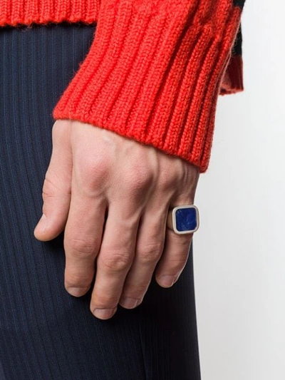 Shop Maison Margiela Square Signet Ring In Silver