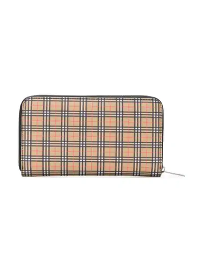 Shop Burberry Scale Check Ziparound Wallet In Brown