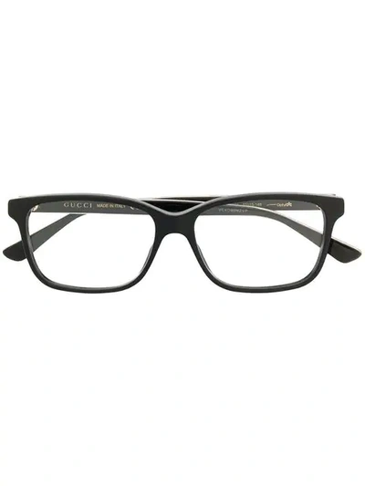 Shop Gucci Rectangle Frame Glasses In Black