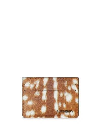 Shop Burberry Deer Print Leather Card Case In Brown