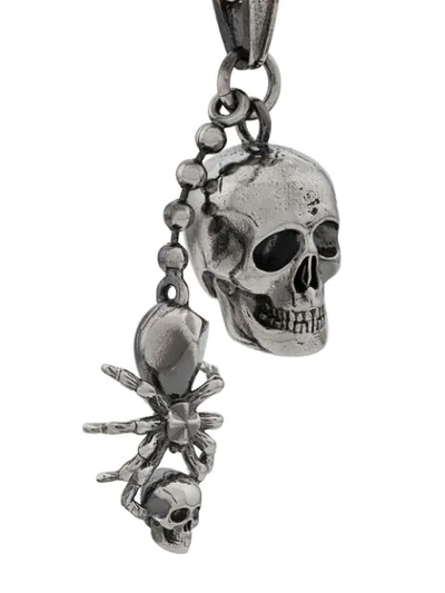 Shop Alexander Mcqueen Spider And Skull Necklace In Metallic