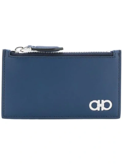 Shop Ferragamo Salvatore  Top Zipped Wallet - Blue