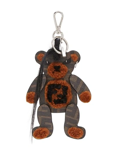 Shop Fendi Ff Bear Bag Charm In Brown