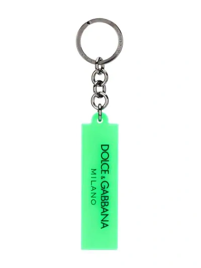 Shop Dolce & Gabbana Logo Printed Keyring In Green