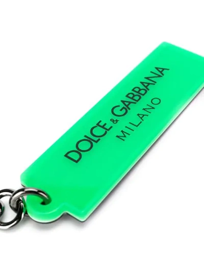 Shop Dolce & Gabbana Logo Printed Keyring In Green