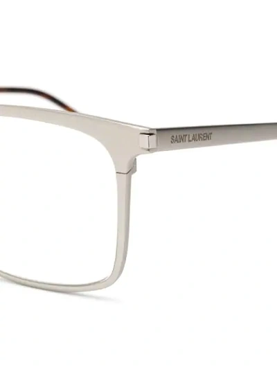 Shop Saint Laurent Rectangular Shaped Glasses In Silver