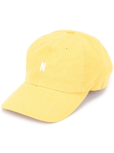 Shop Norse Projects Contrast Logo Baseball Cap - Yellow