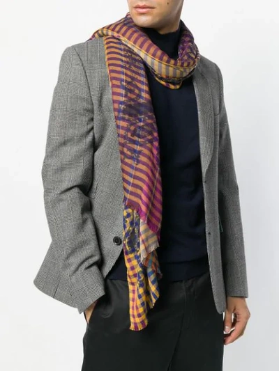 Shop Etro Gingham Paisley Scarf - Brown