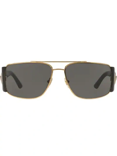 Shop Versace Wide Arm Aviators In Black