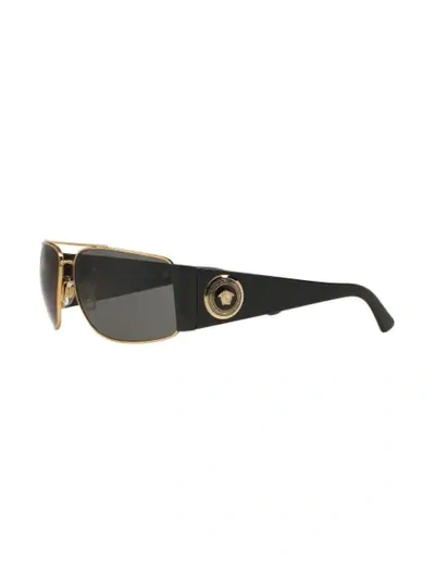 Shop Versace Wide Arm Aviators In Black