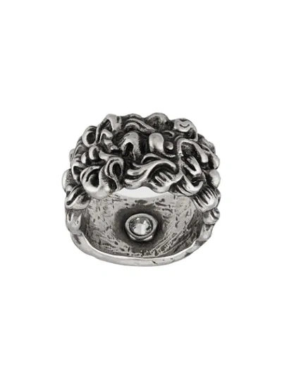 Shop Gucci Lion Head 15mm Ring - Metallic