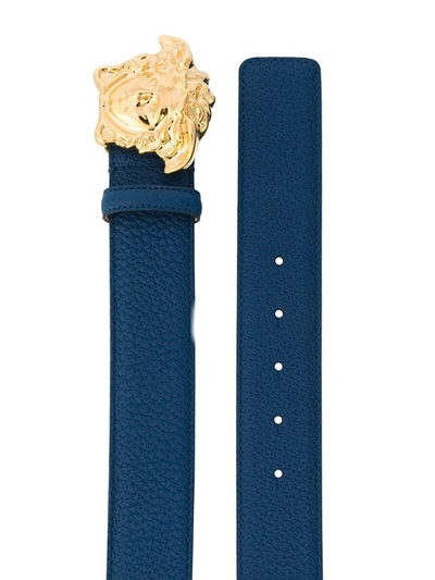 Shop Versace Medusa Buckle Belt In Blue