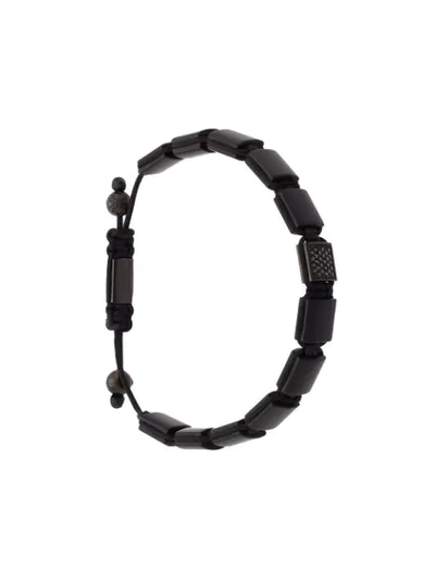 Shop Nialaya Jewelry Flat Bead Bracelet In Black