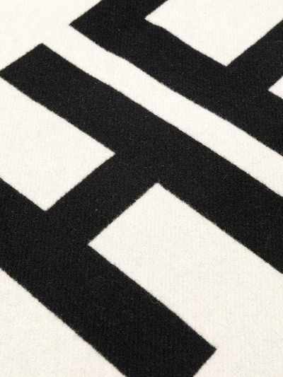 Shop Helmut Lang Contrast Logo Scarf In Xw7 Black Natural