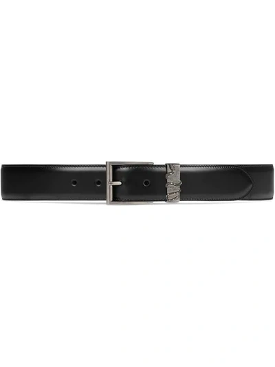 Shop Gucci Leather Belt With Snake In Black