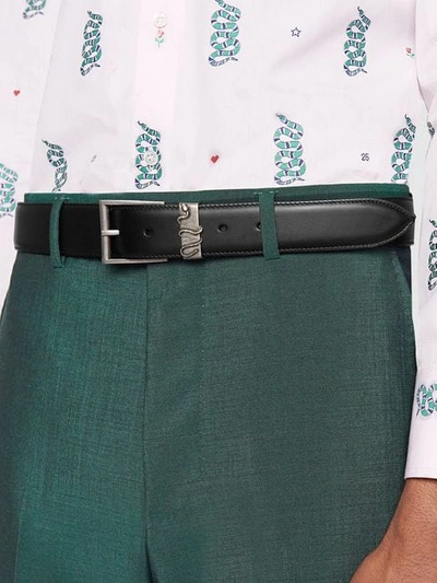 Shop Gucci Leather Belt With Snake In Black