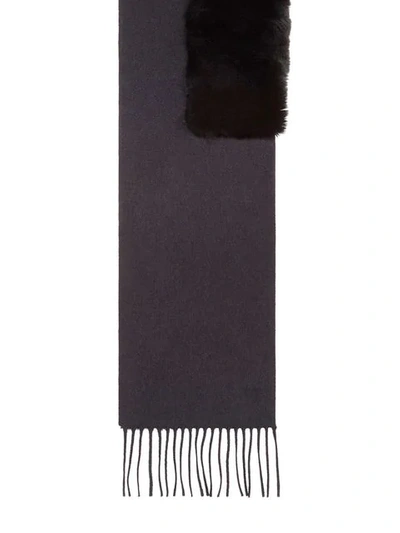 Shop Fendi Logo Fringed Scarf - Black