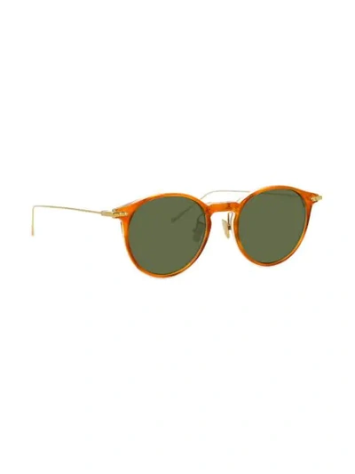 Shop Linda Farrow Round Frame Sunglasses In Brown