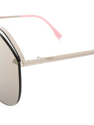 Shop Fendi Aviator Frame Sunglasses In Pink