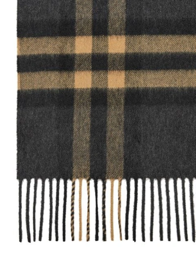 Shop Burberry The Classic Cashmere Scarf In Check - Grey