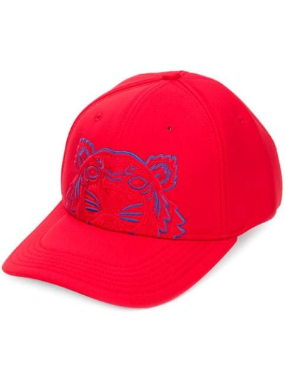 Shop Kenzo Tiger Head Cap In Red