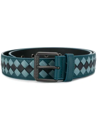 Shop Bottega Veneta Intrecciato Belt In Blue