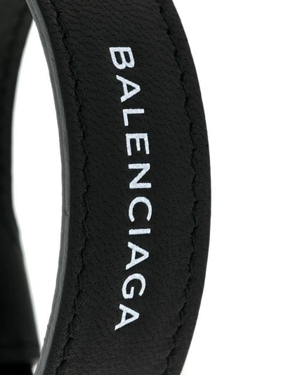 Shop Balenciaga Logo Embroidered Bracelet In Black