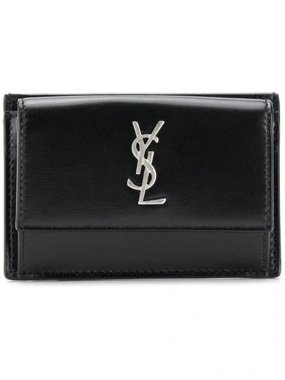 Shop Saint Laurent Ysl Logo Wallet In Black