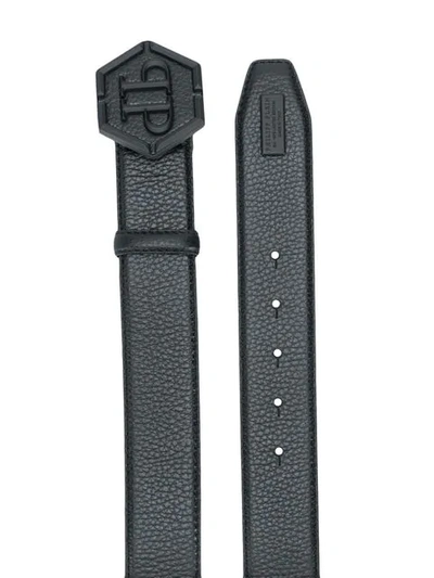 Shop Philipp Plein Logo Plaque Embossed Belt In Black