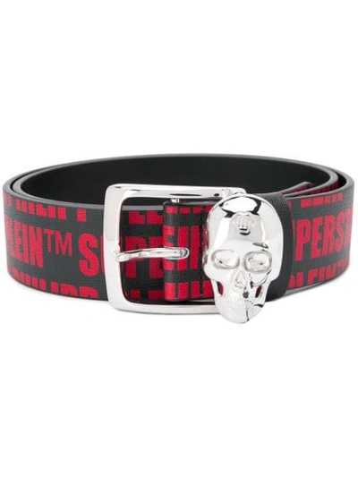 Shop Philipp Plein Logo Print Belt In Black