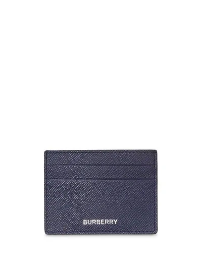 Shop Burberry Grainy Leather Card Case In Blue