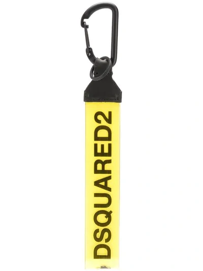 Shop Dsquared2 Logo Keyring In Yellow