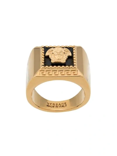 VERSACE MEDUSA LOGO SIGNET RING - 金色