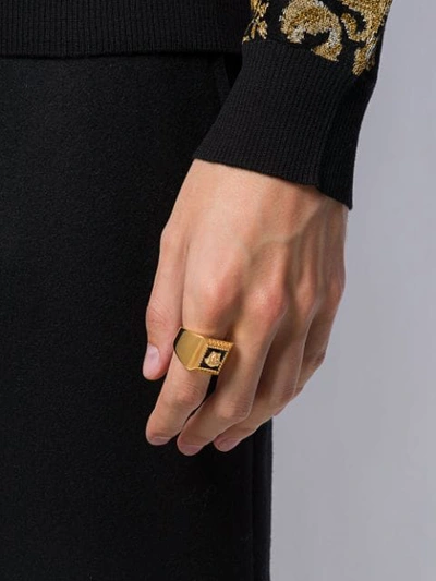 Shop Versace Medusa Logo Signet Ring In Gold