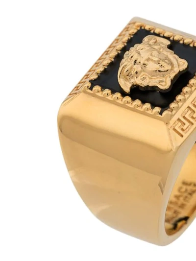 Shop Versace Medusa Logo Signet Ring In Gold