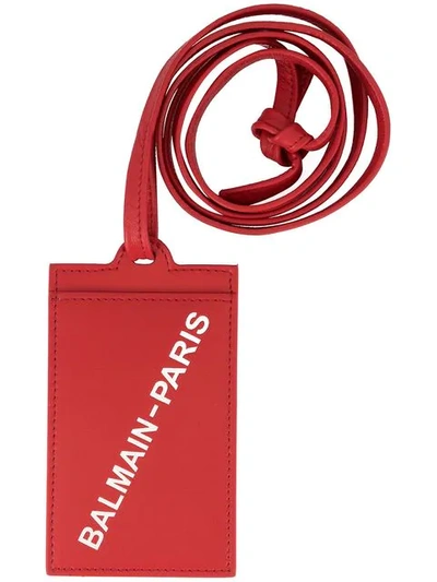 Shop Balmain Branded Card Holder - Red