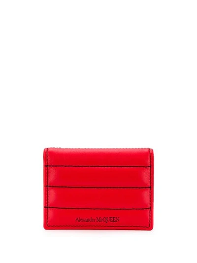Shop Alexander Mcqueen Embroidered Card Case In Red