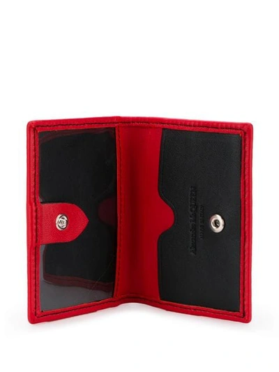 Shop Alexander Mcqueen Embroidered Card Case In Red