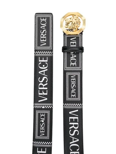 Shop Versace Logo Medusa Belt In Black