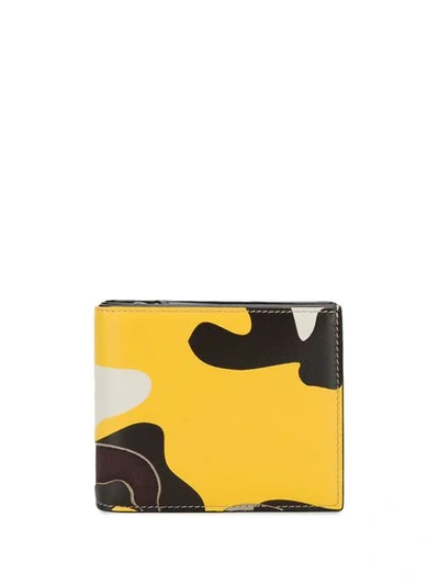 VALENTINO VALENTINO GARAVANI CAMOUFLAGE PATCH LEATHER WALLET - 黄色