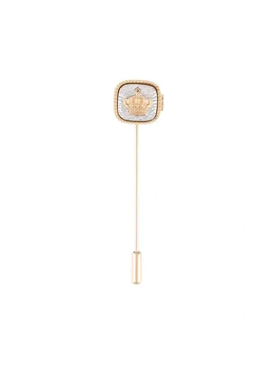 Shop Dolce & Gabbana Crown Pin Brooch In Gold