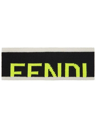 Shop Fendi Cut Effect Logo Headband In Black