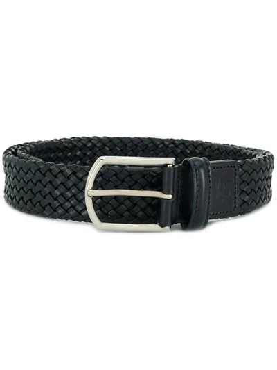 Shop Canali Woven Belt In Blue