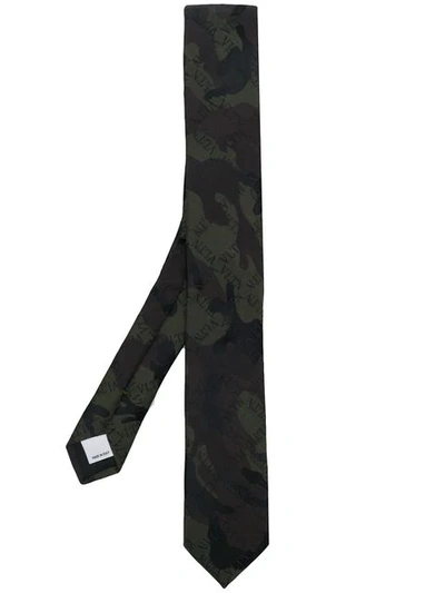 Shop Valentino Vltn Camouflage Tie In Green