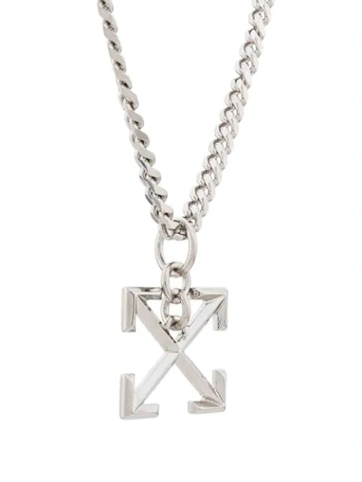 Shop Off-white Arrow Pendant Necklace In Silver
