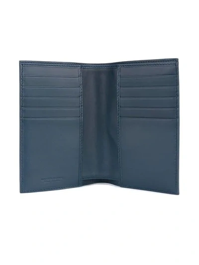 Shop Bottega Veneta Denim Intrecciato Wallet In Blue